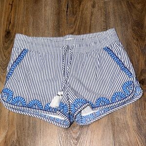 Vineyard Vines Women Nautical Coastal Seersucker Striped Embroidered Shorts